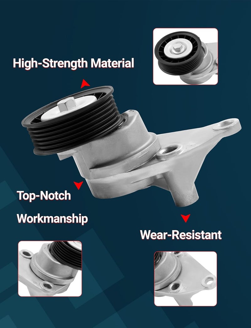 Ntoauto Belt Tensioner Assembly with Idler Pulley Kit, Serpentine Belt Tensioner & Drive Belt Tensioner, For Multi-V Belt Specific Tensioner– Replaces OE 12609719, 12555609, 12626222 - Image 4